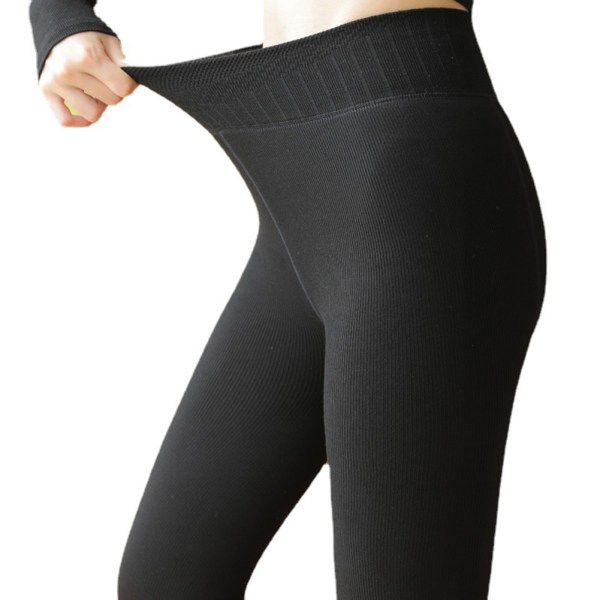 Förtjockad bomull Strumpbyxor Thermal Tight Leggings för kvinnor Vindtät varaktig värme black 330g with feet