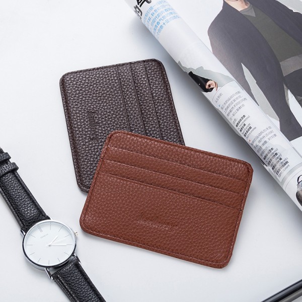 Damer Slim Minimalist Wallet PU Läder Kreditkortshållare Kort plånbok beige