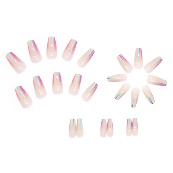 Franska rosa pressnaglar Lätt att applicera och ta bort naglar för Finger Nail DIY hemma jelly glue model