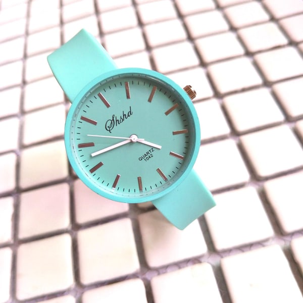 Kvinnor Candy Color Watch Armbandsur Lady Silikonband Enkel Style Watch green