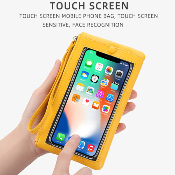 Touchscreen telefonväska för kvinnor med handrem för utomhusshopping dating deep pink