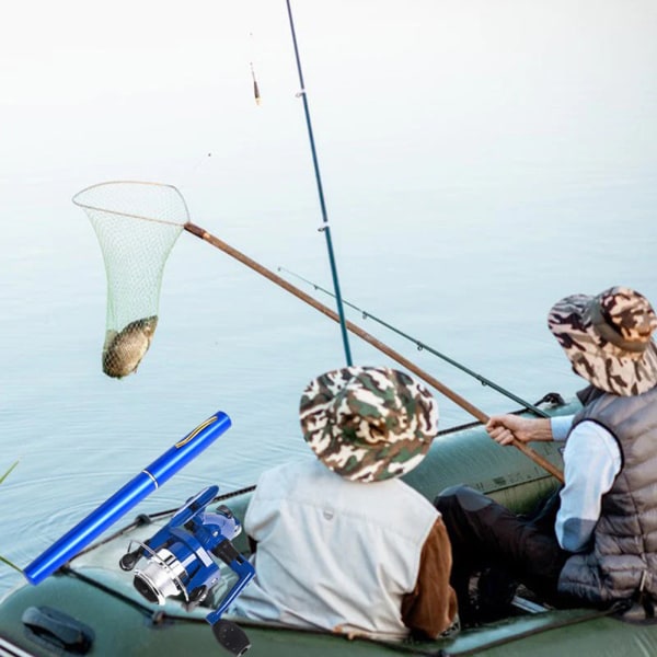 Fiskspö i fickstorlek Set fiskespö och fiskerulle Heavy Duty fiskeredskap silver
