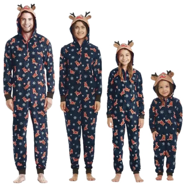 Matchande familj set Söt ren långärmad jumpsuit Lös nattkläder Casual Set 7t