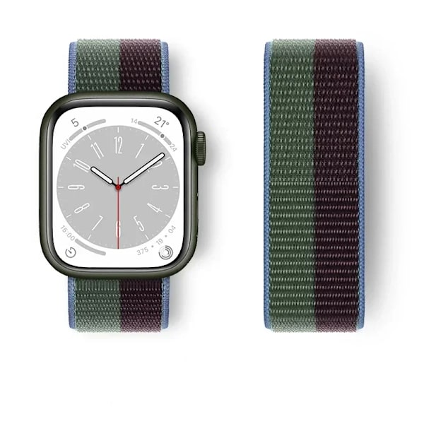 Nylon Loop Armband för Apple Watch Armband 44mm 40mm 45mm Ultra2 49mm 41mm Sportarmband iwatch Tillbehör Serie 9 8 se 7 6 5 4 3 Midnight Green 109 38mm-40mm-41mm