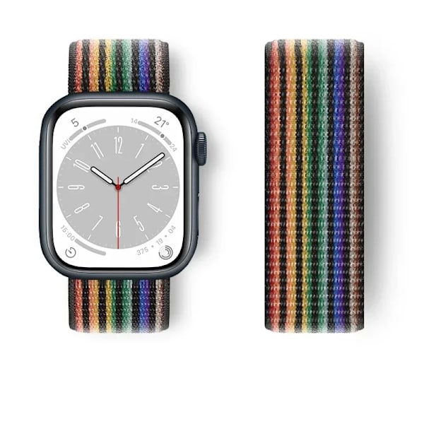 Nylon Loop Armband för Apple Watch Armband 44mm 40mm 45mm Ultra2 49mm 41mm Sportarmband iwatch Tillbehör Serie 9 8 se 7 6 5 4 3 Pride-Rainbow 114 38mm-40mm-41mm
