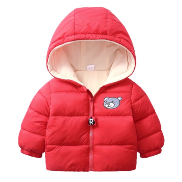 Kid's Hoodie Puffer Jacka Printed vinterkort kappa med huva plyschfodrad pink 120cm