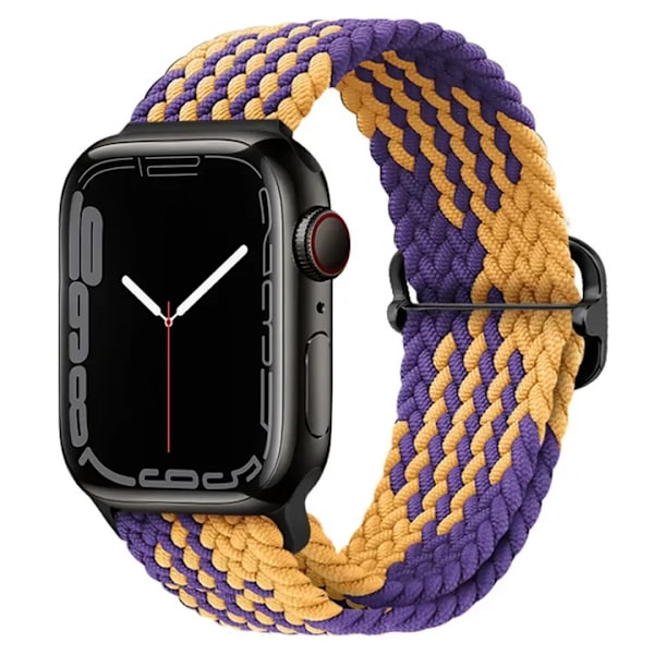 Flätat Loop-armband för Apple Watch Rem 46mm 44mm 40mm 45mm 41mm 42mm Ultra 49mm Elastiskt Armband IWatch Serie 10 9 8 7 6 SE 5 purple yellow-Z 38-40-41mm-S10-42mm