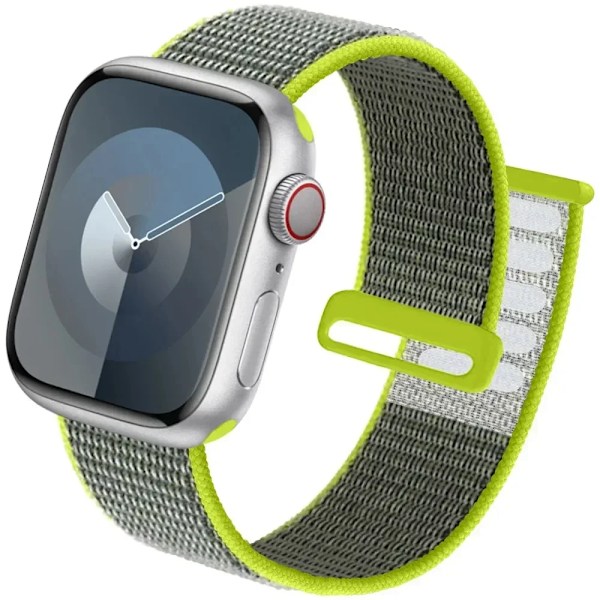 Nylon Loop för Apple Watch Armband Ultra2 49mm 44mm 40mm 45mm 41mm 42mm Armband iwatch Serie apple watch band 9 8 se 7 6 5 3 flash yellow 2 49mm-45mm-44mm-42MM