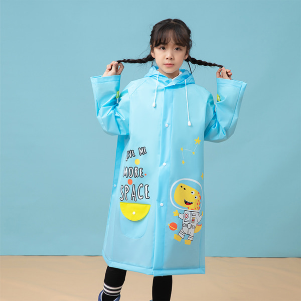 Barn EVA Hooded Rain Coat Oversize Vattentät Regnjacka för regnig dagridning och utomhusaktiviteter blue 3xl