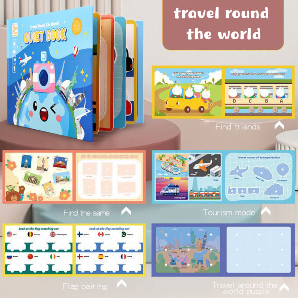 Kids Quiet Busy Book Pedagogisk leksak och klistra bok för barn som lär sig tidigt circumnavigation