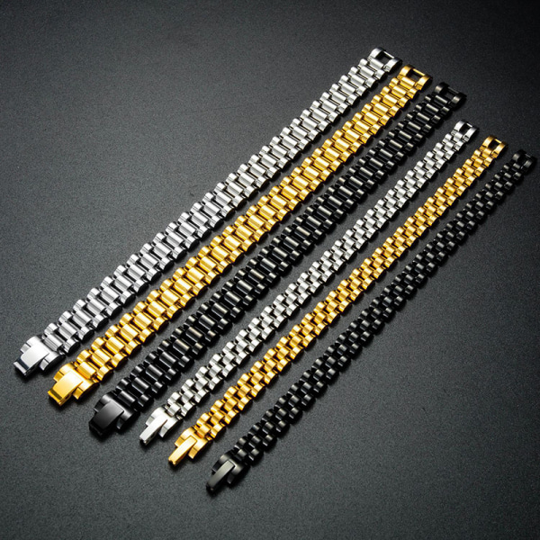 Armband av rostfritt stål för män kvinnor Elegant stilfull avtagbar watch gold 12mm