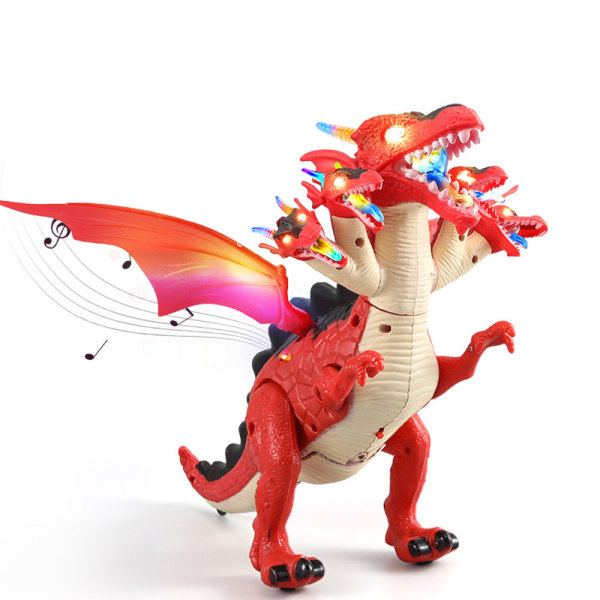 Elektrisk leksak mekaniska dinosaurier samling modell leksak med lätt musik gåva green standing posture five dragons