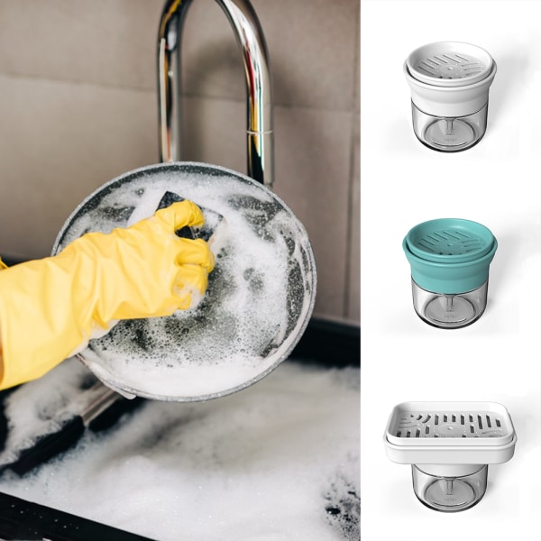 Kökspress Typ Manuell Tvållåda Tvättmedel Dispenser Förvaringslåda Svamptvållåda round white