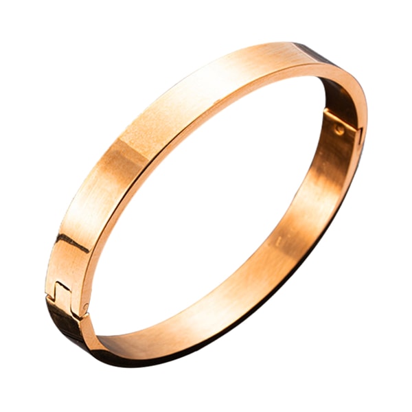 Armband av titanstål Ovalformat glänsande öppningsarmband Stapelbart Soild Färg polerat rose gold