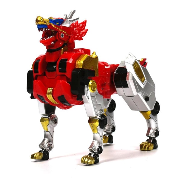 Spot 5 in 1 Action Figur Barn Presenter Dockleksaker Transformation Dinozord Robot red 01