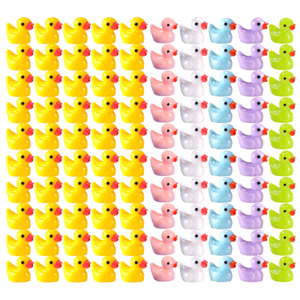 100 st Tiny Ducks Set Dekoration Realistisk Form Hållbar Harts Förtjusande ankor för jul födelsedagsfest Barnens dag 100pcs