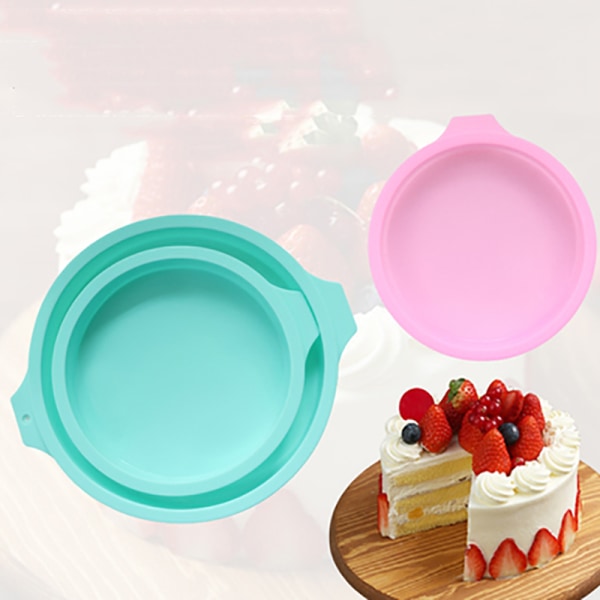 Round Cake Pans Silicone Baking Molds Non-Stick Quick Release Bakeware Pan For Kitchen pink 6 inches 1pc