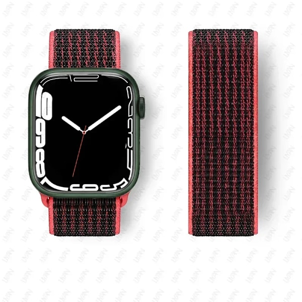 Nylon Loop Armband för Apple Watch Armband 44mm 40mm 45mm Ultra2 49mm 41mm Sportarmband iwatch Tillbehör Serie 9 8 se 7 6 5 4 3 Black red 10 38mm-40mm-41mm