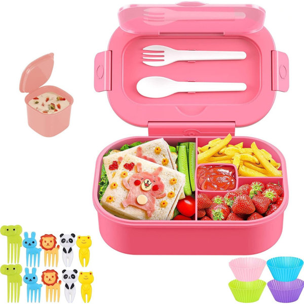 16 lunchlåda set isolerad matlåda fruktspett sås bento box set b pink