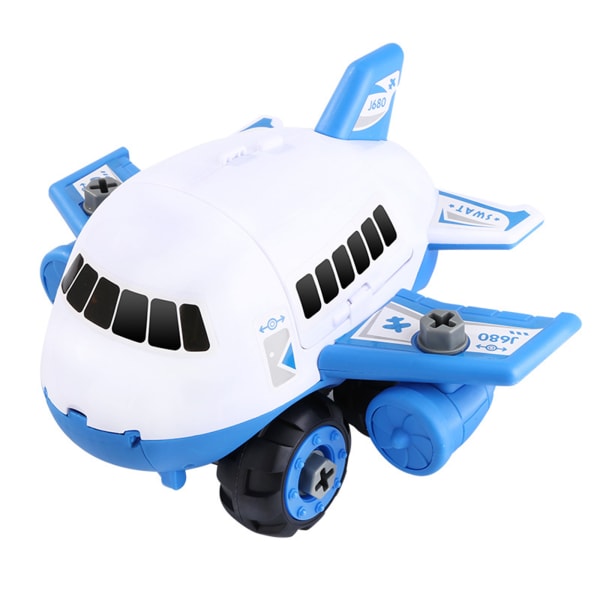 Set Transportfraktflygplan med lastbilsfordon DIY Montera leksak blue set two