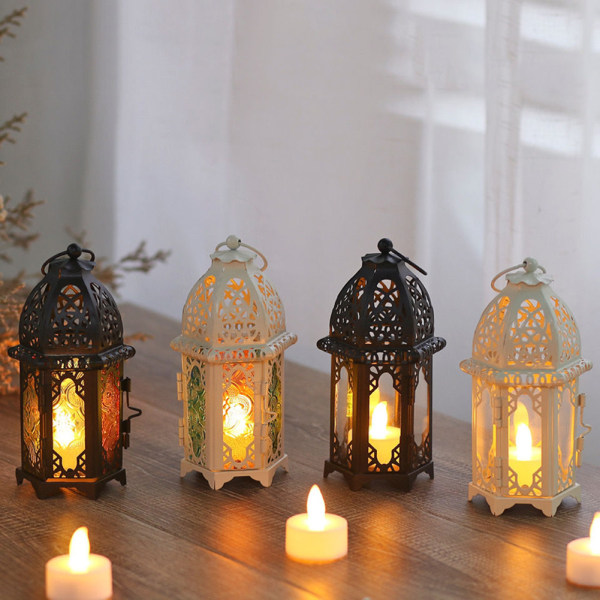 Marockansk lykta värmeljuslampa ljusstake hängande hem trädgård bröllop dekor black