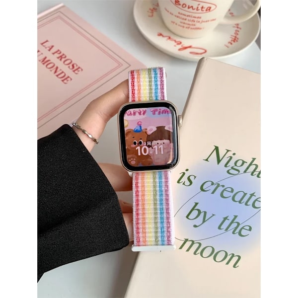 Nylon Loop Armband för Apple Watch Armband 44mm 40mm 45mm Ultra2 49mm 41mm Sportarmband iwatch Tillbehör Serie 9 8 se 7 6 5 4 3 Grape Purple 33 38mm-40mm-41mm