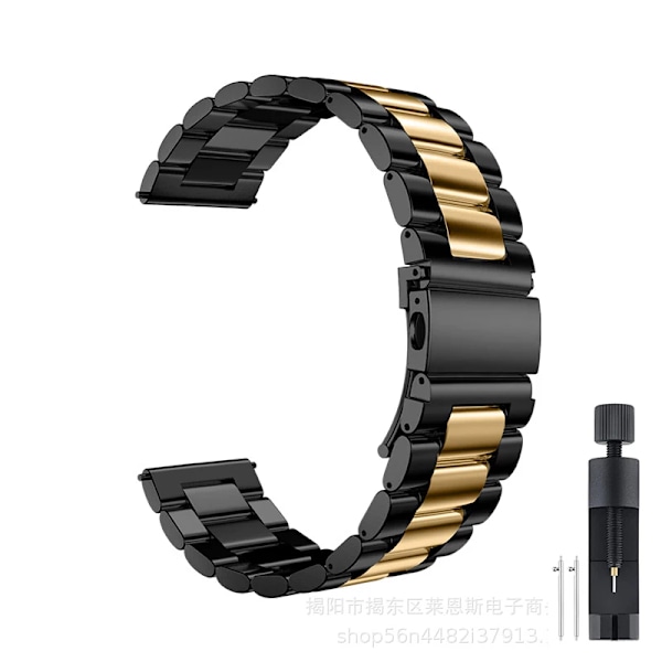22mm 20mm Metallarmband för Samsung Galaxy Watch 7 6 5 4 40mm 44mm 46mm 5Pro 45mm Rostfritt Stål Armband för Amazfit Bip Huawei GT4 black gold 22MM