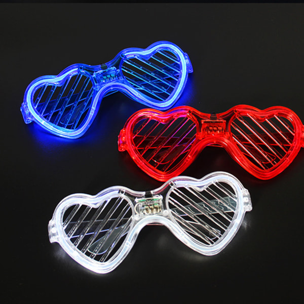 Love Heart Shape LED Blinds Glasses Halloween Decoration Flashing Mask Glasses for Disco Party Cosplay Halloween white heart-shaped