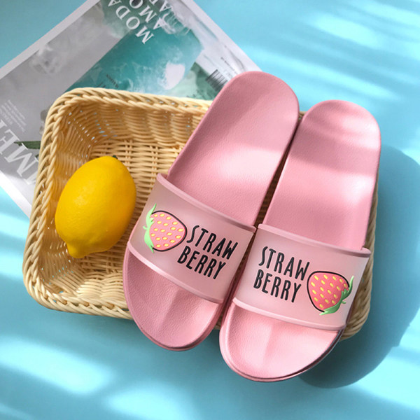 Sommartofflor Skor Kvinnor Söt Frukt Gelé Färg Transparent Flip Flops med öppen tå yellow 36