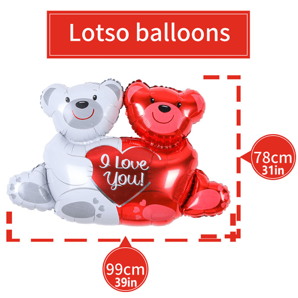 Alla hjärtans dag set kreativa rosenblad Love-Bear Röd hjärta ballong romantisk a