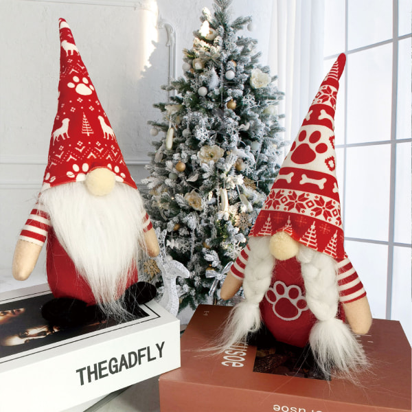 Xmas Gnome Decorations Dolls Mjukt och bekvämt tyg Lämplig för Brick TV-bänk beard