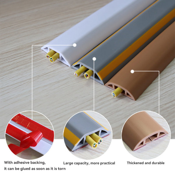 Golvkabelskydd Mjuk PVC Ihålig Stor Kapacitet Free Cut för inomhusbruk black 20x10mm