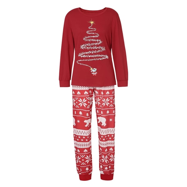 Julfamiljens semesterpyjamas matchande set trädtryck jultopp sovkläder red dad xl