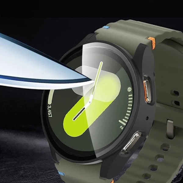 Härdat glas + Skal för Samsung Galaxy Watch 7/6/5/4 44mm 40mm Full PC bumper skärmskydd Galaxy Watch FE Tillbehör Red 06 Galaxy 6 40mm