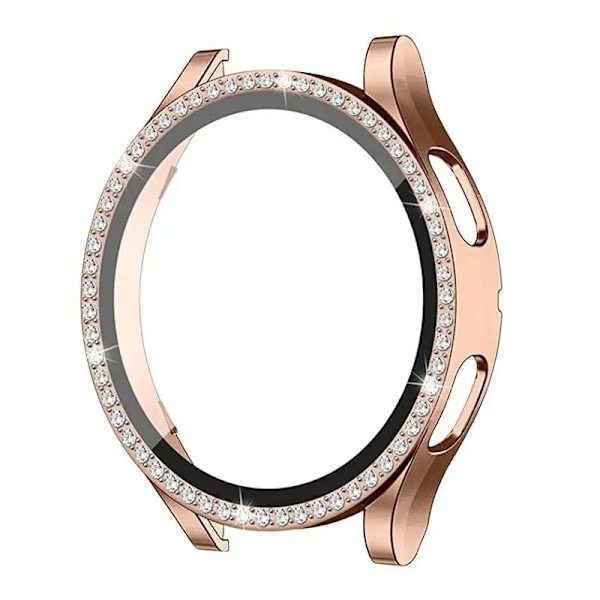 Glas+Fodral för Samsung Galaxy Watch 4 44mm 40mm Tillbehör Bling Diamant PC stötfångare Skal +Skärmskydd Galaxy Watch 4 skydd rose gold Galaxy watch 4 40mm