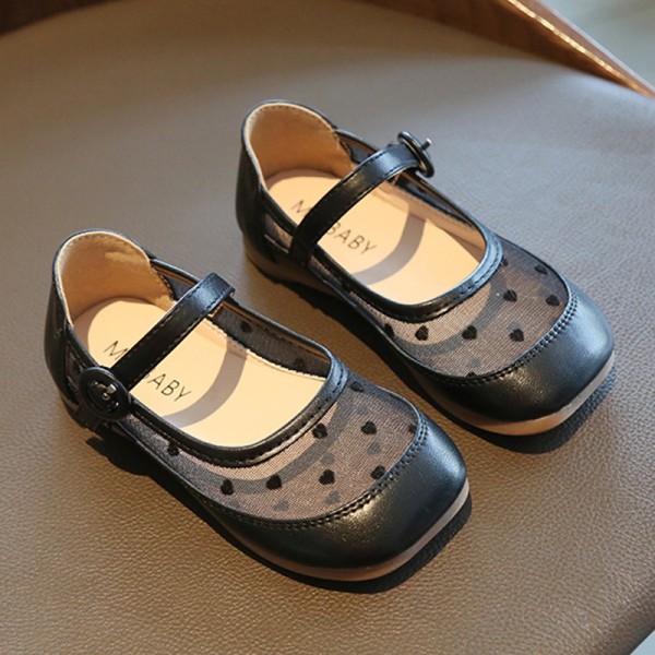 Vår Polka Dot Mesh Flickskor Barn Prinsesskor Sandaler Barn black 21