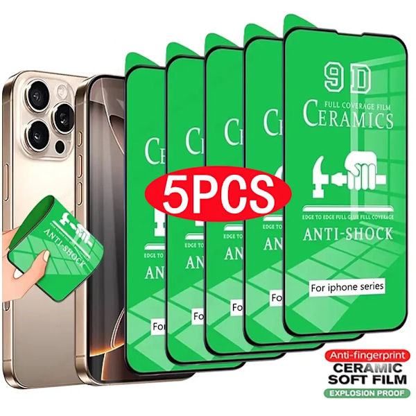 5 st Mjuk Keramisk Film För iPhone 15 11 12 13 14 16 Pro Max 8 7 Plus Mini Skärmskydd För IPhone XS MAX X XR SE Inte Glas For iPhone 15 Plus HD Soft Ceramic Film