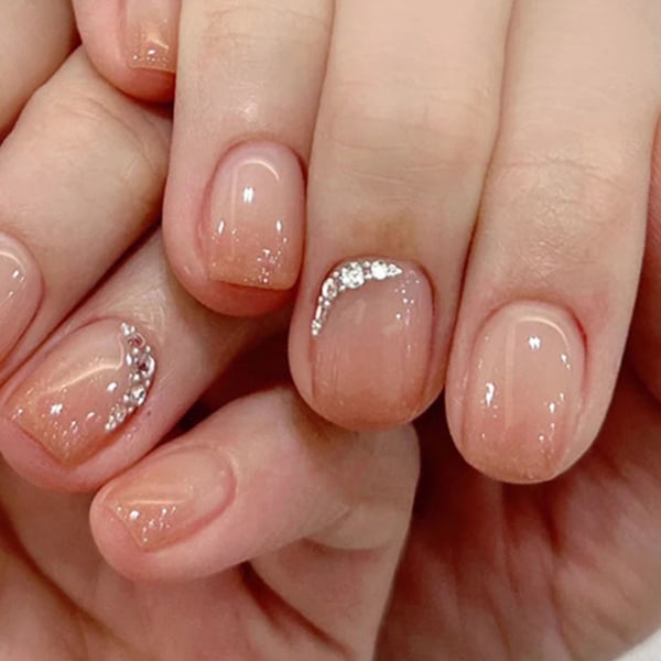 Nakenrosa korta lösnaglar INS Trendiga kvinnor Nagelsalong konstgjorda naglar för professionell nail art jelly glue model