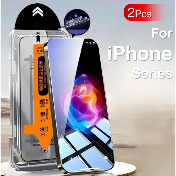 1-2 st Skärmskydd i härdat glas för iPhone 16 15 14 13 12 11 XR XS Pro Max Plus med installationskit Remove Magicjohn For iP 11    XR 1Pcs High Definition