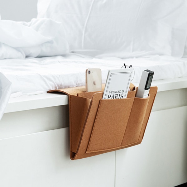 Sängfilt Förvaringsväska med fickor Sängsoffa Skrivbord Organizer för telefon Tidningar Tabletter Fjärrkontroller Ny khaki