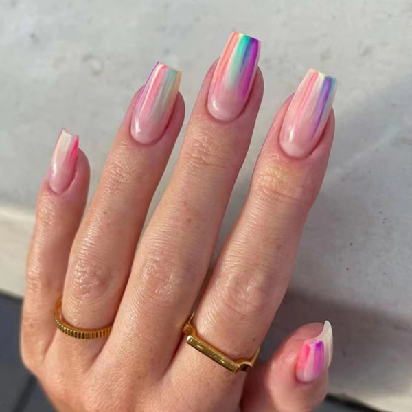 Franska rosa pressnaglar Lätt att applicera och ta bort naglar för Finger Nail DIY hemma jelly glue model