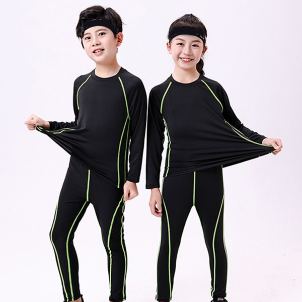 Thermal långkalsonger för barn pojke flicka thermal underkläder set för sport cykling basket 140cmbrushed gray