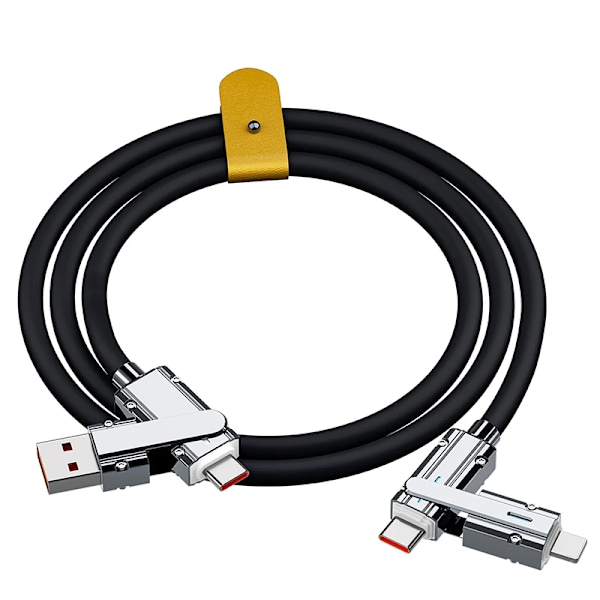 120W 4-i-1 Multifunktionell Mobiltelefon Datakabel PD Snabbladdningskabel Laddare för Huawei Xiaomi iPhone black 2m