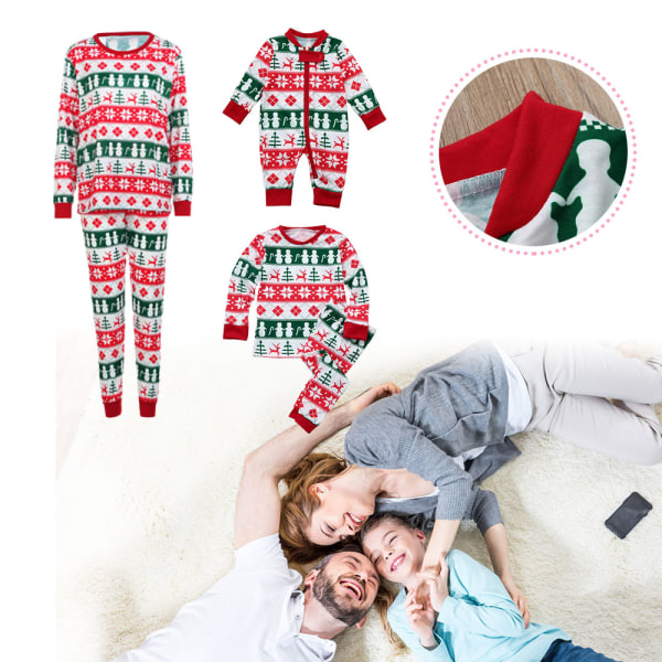 Jul familjesemester Pyjamas matchande set jul toppar och byxor nattkläder baby 9