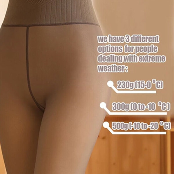 Ben Fake Translucent Warm Fleece Strumpbyxor Slim Stretchy för Vinter Outdoor Women coffee pantyhose 350g