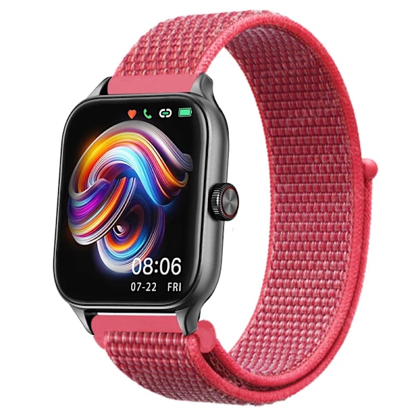 20mm 22mm Nylon Loop band för Amazfit GTS4/2/3/3pro/2e/GTS2 Mini/GTR 4 42mm/47mm/GTR2/2e/stratos armband Amazfit bip rem 23 Hibiscus pink 22mm
