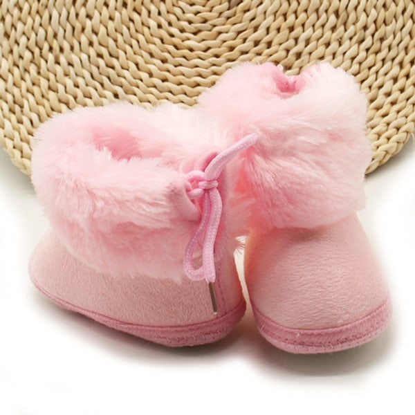 Unisex babys tjockfodrade plyschstövlar Högtopp Varma vinterskor för pojkar, flickor pink size 12