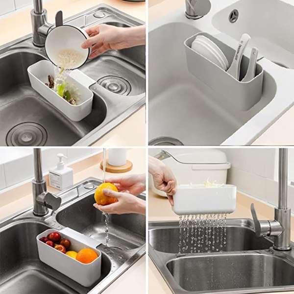 Quick Drainage Sink Drain Strainer Reusable PP Colander Basket Kitchen Food Waste Leftovers Food Catchers as shown long white