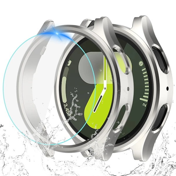 Skal + Härdat Glas för Samsung Galaxy Watch 7 40mm 44mm Vattentätt PC Matt Skyddande Stötfångarskal för Galaxy Watch 7 Starlight Galaxy Watch 6 44mm