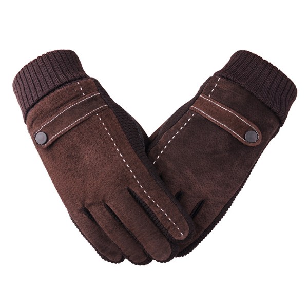 Vintage PU-handskar för män Pekskärmsridning Körmotorhandskar Rib ärm Handled 2 one size